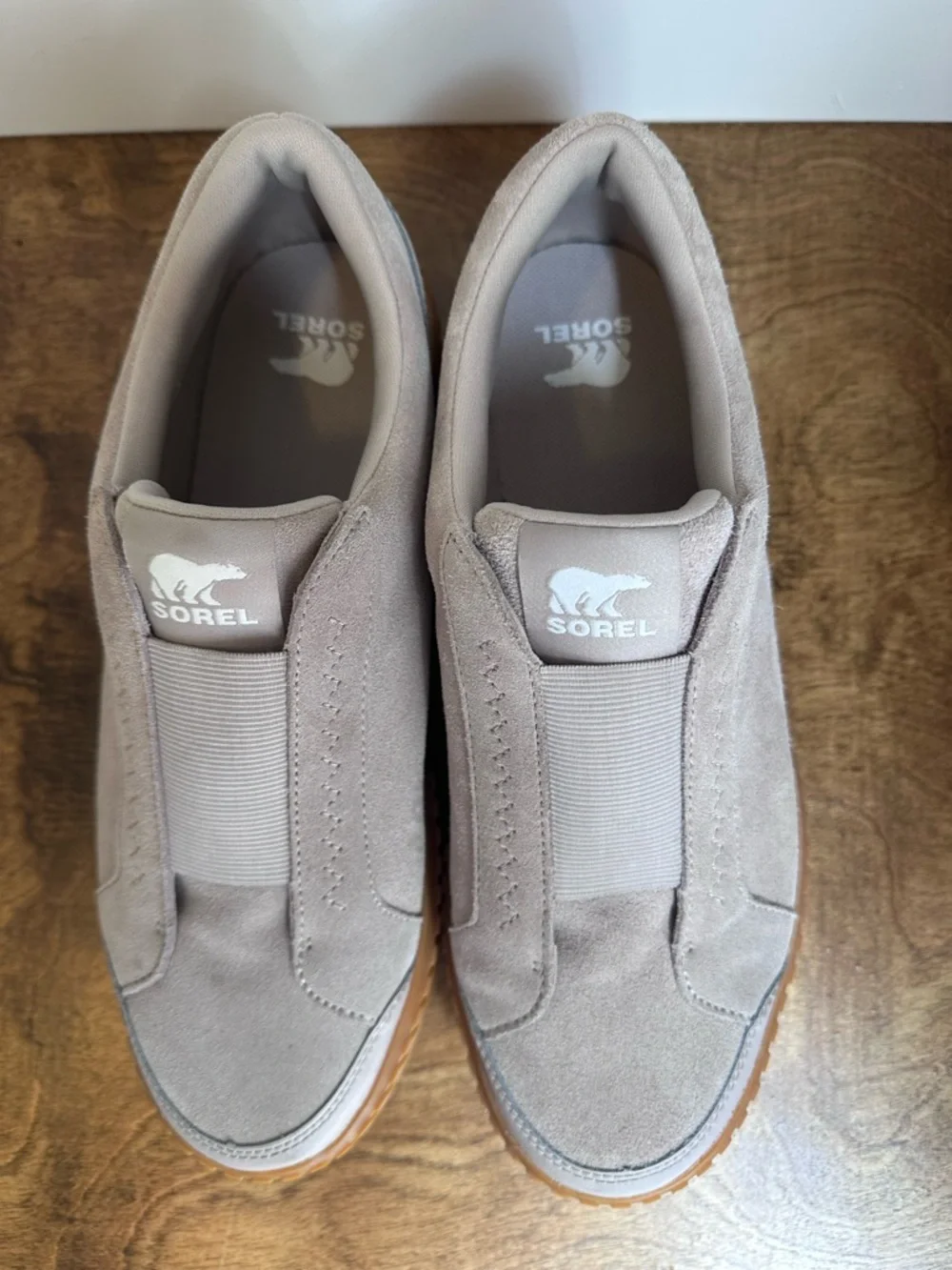 Sorel Light Taupe Slip-On Suede Sneakers size 12